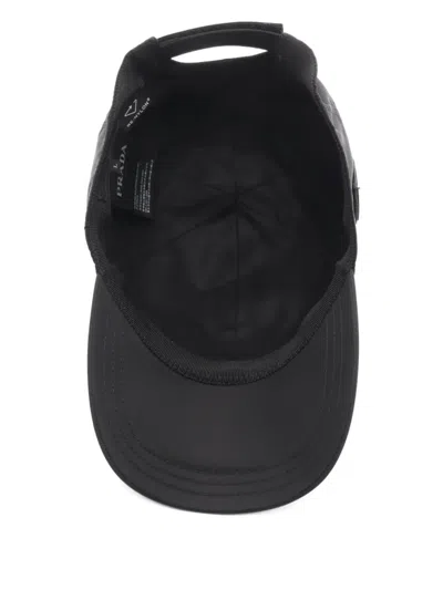 Pre-owned Prada 2020s Triangle-logo Baseball Cap In Black