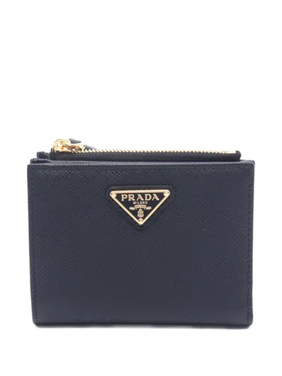 Pre-owned Prada 2020s Triangle-logo Bi-fold Wallet In Black