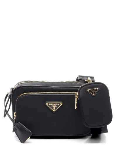 Pre-owned Prada 2020s Triangle-logo Shoulder Bag In Black