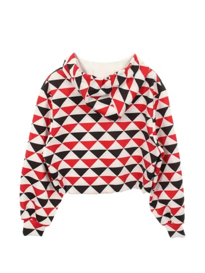 Pre-owned Prada 2020s Triangle-pattern Hoodie Jacket In White