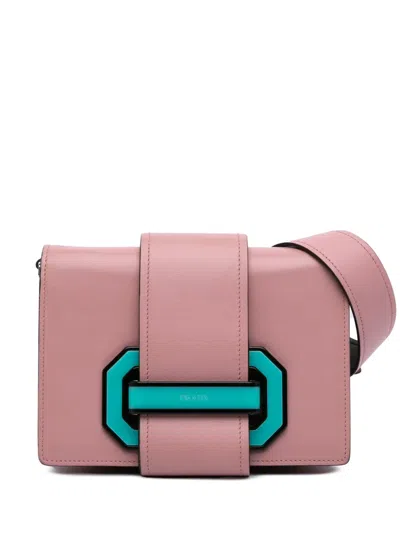 Pre-owned Prada 2021-2025 City Calf Plex Ribbon Crossbody Bag In Pink