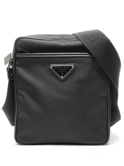 Pre-owned Prada 2021-2025 Logo-plaque Shoulder Bag In Black