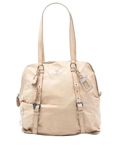 Pre-owned Prada 2021-2025 Nappa New Look Tote Bag In Brown