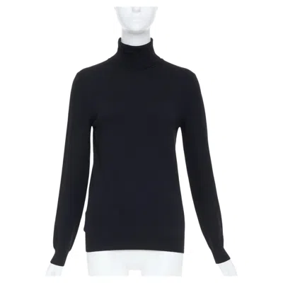 Pre-owned Prada 2021 Black Fine Gauge Virgin Wool Blend Knit Turtleneck Sweater It42 M