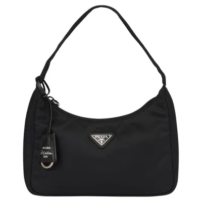 Pre-owned Prada 2021 Black Re-nylon Re-edition 2000 Mini Shoulder Bag For Women