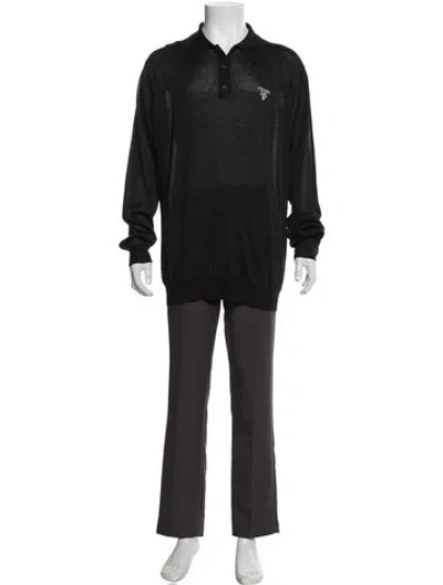 Pre-owned Prada 2021 Collar Polo Shirt W/ Tags In Black/metallic