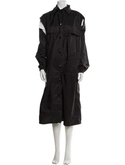Pre-owned Prada 2021 Convertible Re-nylon Trench Coat In Black