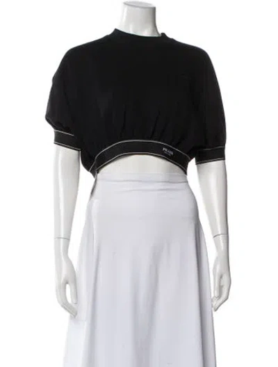 Pre-owned Prada 2021 Crew Neck Crop Top In Black