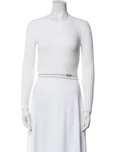 Pre-owned Prada 2021 Crew Neck Sweater In White
