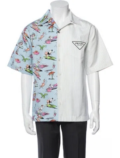 Pre-owned Prada 2021 Double Match Shirt W/ Tags In Blue