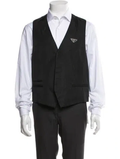 Pre-owned Prada 2021 Enameled Metal Triangle Blazer In Black