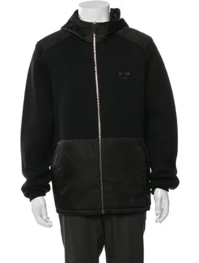Pre-owned Prada 2021 Enameled Metal Triangle Cardigan In Black