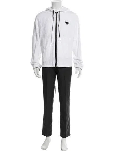 Pre-owned Prada 2021 Enameled Metal Triangle Hoodie In Neutrals