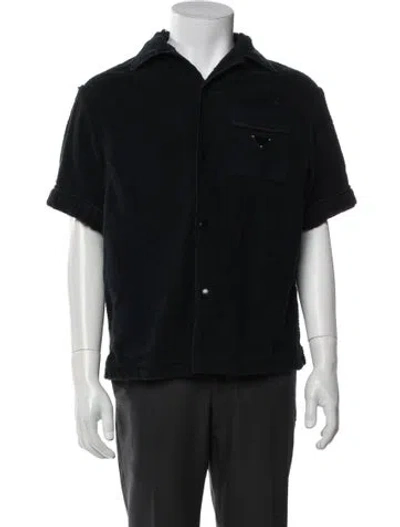 Pre-owned Prada 2021 Enameled Metal Triangle Lounge Top In Black