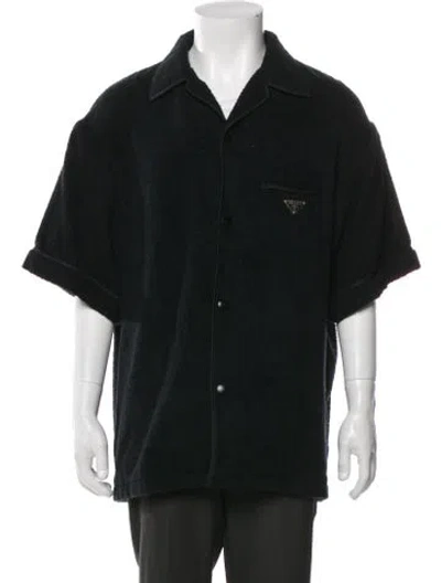 Pre-owned Prada 2021 Enameled Metal Triangle Shirt In Black