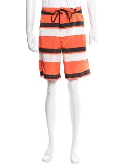 Pre-owned Prada 2021 Enameled Metal Triangle Swim Trunks In Orange