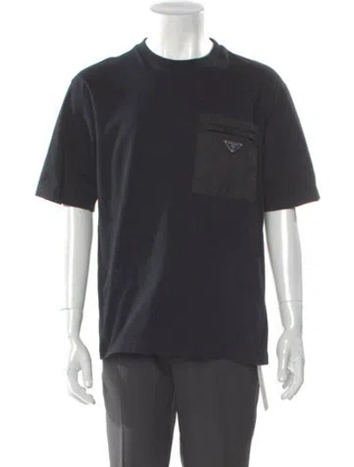 Pre-owned Prada 2021 Enameled Metal Triangle T-shirt In Gray