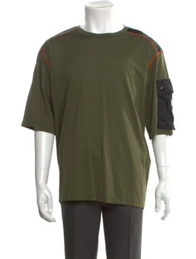 Pre-owned Prada 2021 Enameled Metal Triangle T-shirt In Green
