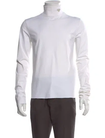 Pre-owned Prada 2021 Enameled Metal Triangle T-shirt In White