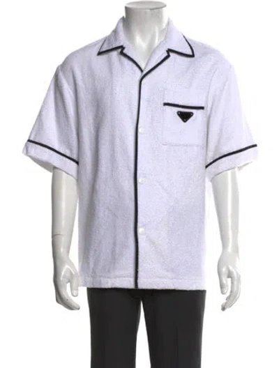 Pre-owned Prada 2021 Enameled Metal Triangle T-shirt In White