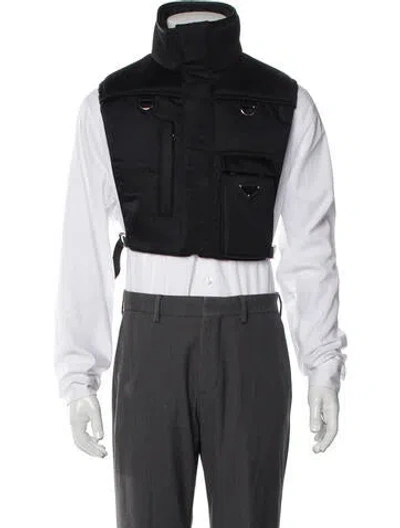 Pre-owned Prada 2021 Enameled Metal Triangle Vest In Black