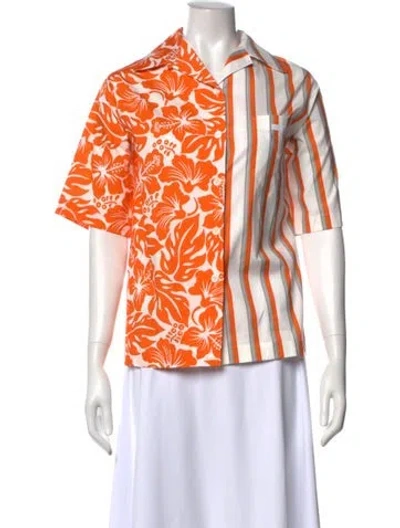 Pre-owned Prada 2021 Floral Print Blouse In Orange