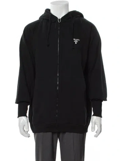 Pre-owned Prada 2021 Graphic Print Hoodie In Black