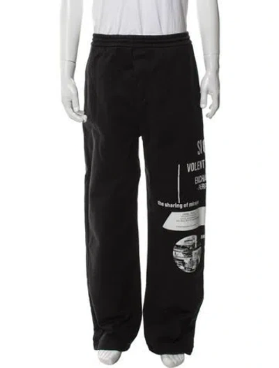 Pre-owned Prada 2021 Graphic Print Lounge Bottoms In Black