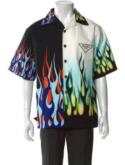 Pre-owned Prada 2021 Graphic Print Shirt In Blue