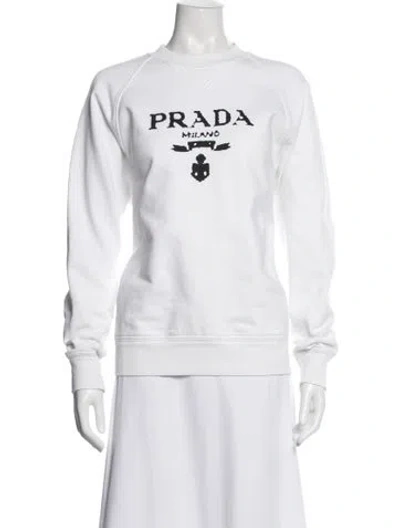 Pre-owned Prada 2021 Graphic Print Sweatshirt In White