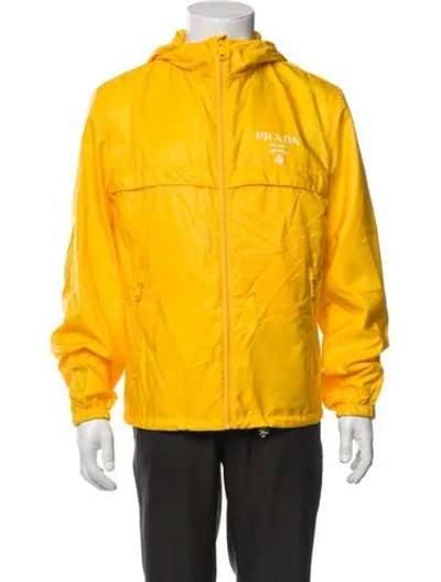 Pre-owned Prada 2021 Graphic Print Windbreaker W/ Tags In Yellow