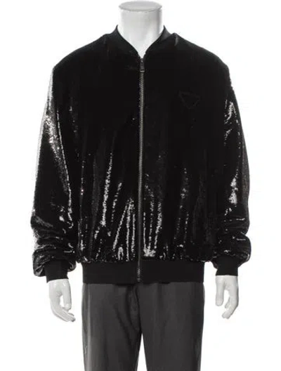 Pre-owned Prada 2021 Holiday Bomber Jacket In Black