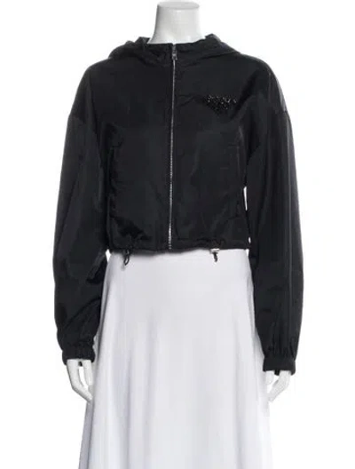 Pre-owned Prada 2021 Holiday Re-nylon Biker Jacket In Black