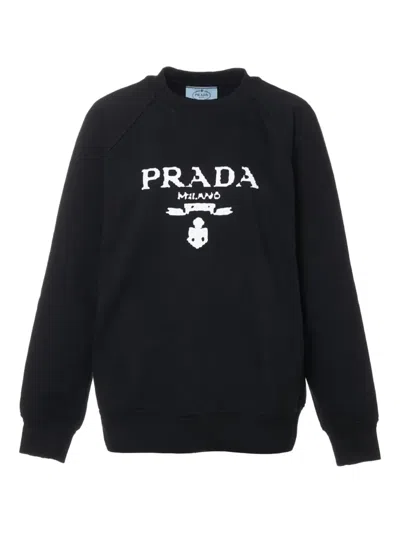 Pre-owned Prada 2021 Logo-intarsia Jumper In Black