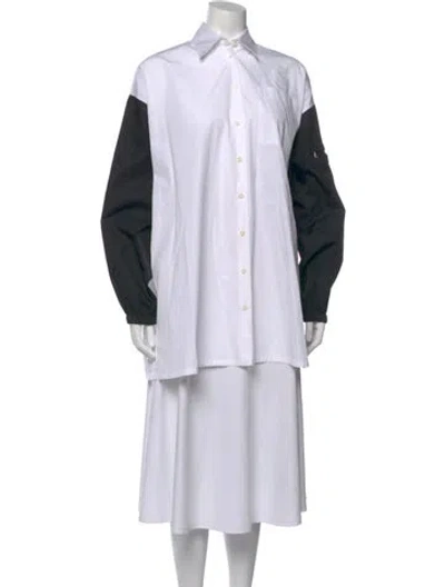 Pre-owned Prada 2021 Long Sleeve Button-up Top In White