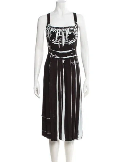 Pre-owned Prada 2021 Midi Length Dress In Black