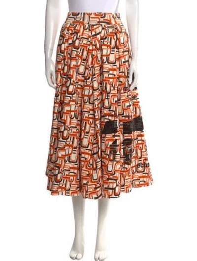 Pre-owned Prada 2021 Midi Length Skirt In Orange