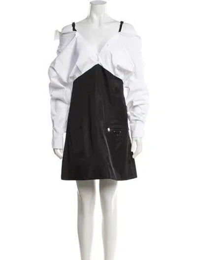 Pre-owned Prada 2021 Mini Dress In Black/white