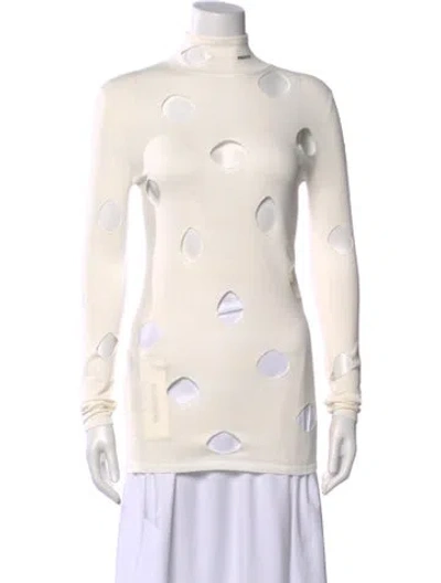 Pre-owned Prada 2021 Mock Neck Sweater In White