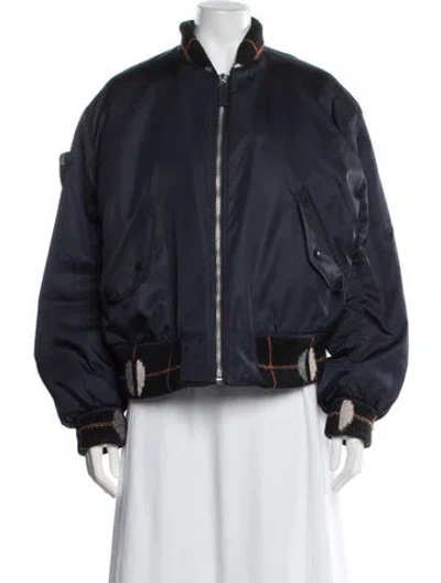 Pre-owned Prada 2021 Nylon Bomber Jacket In Blue
