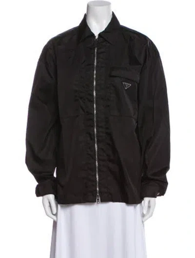Pre-owned Prada 2021 Re-nylon Bomber Jacket In Black
