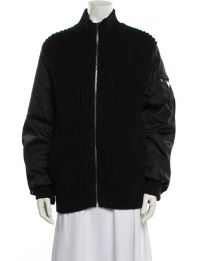 Pre-owned Prada 2021 Re-nylon Bomber Jacket In Black
