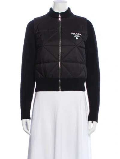 Pre-owned Prada 2021 Re-nylon Bomber Jacket In Black