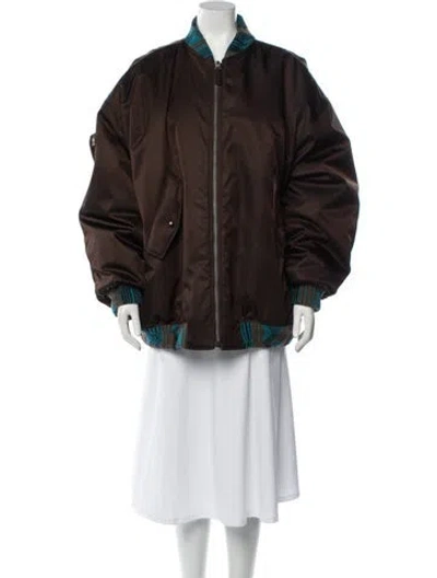 Pre-owned Prada 2021 Re-nylon Bomber Jacket In Brown