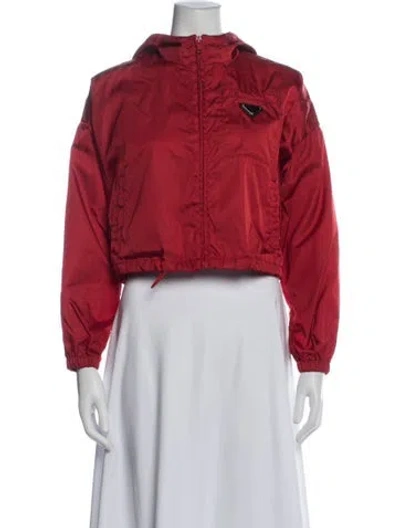 Pre-owned Prada 2021 Re-nylon Bomber Jacket In Red