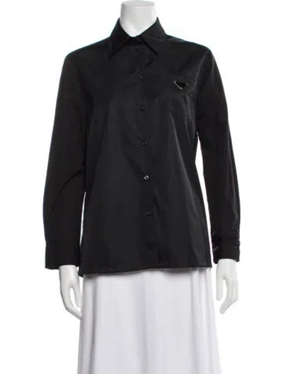 Pre-owned Prada 2021 Re-nylon Button-up Top In Black