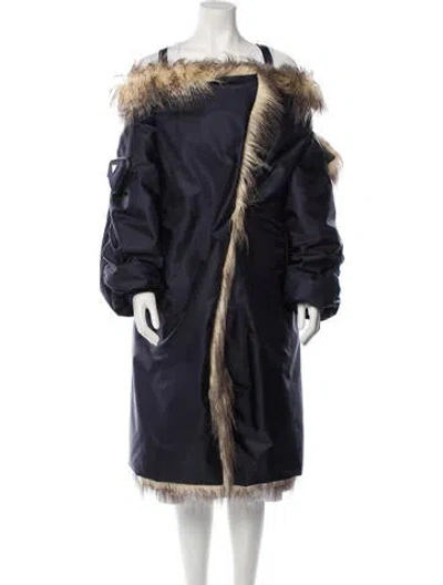 Pre-owned Prada 2021 Re-nylon Faux Fur Coat In Blue