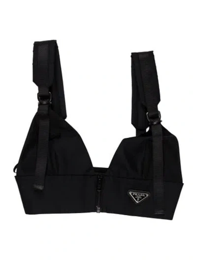 Pre-owned Prada 2021 Re-nylon Sports Bra In Black
