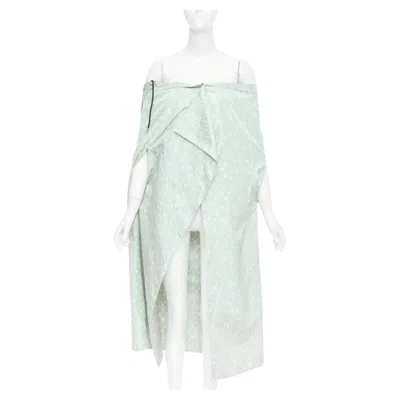 Pre-owned Prada 2021 Runway Pastel Green Polka Dot Silk Taffeta Wrap Cape Coat It36 X