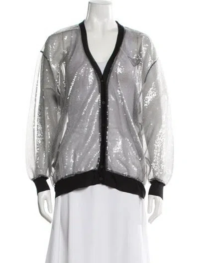 Pre-owned Prada 2021 Sequin Bomber Jacket In Gray